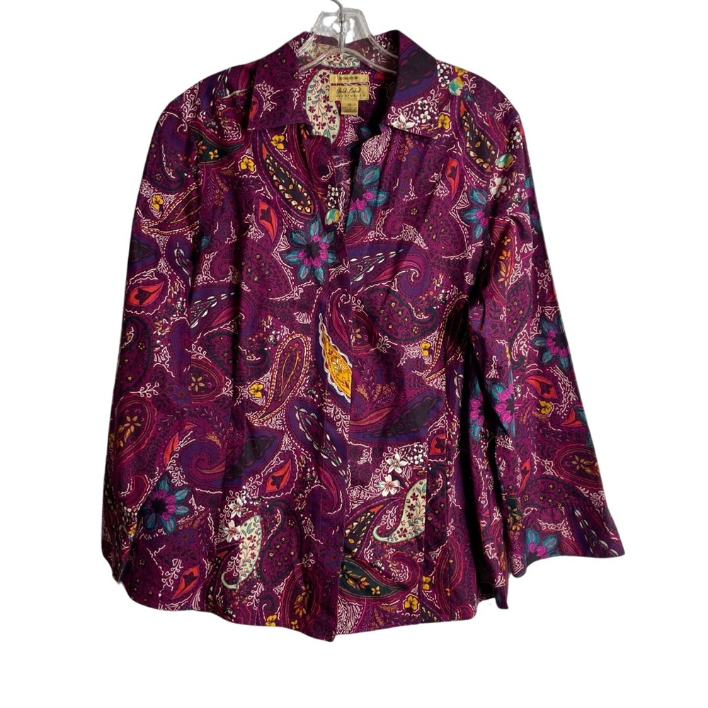 Investments GOLD LABEL Non- iron/ travelers paisley 3/4 sleeve sz 18 women top